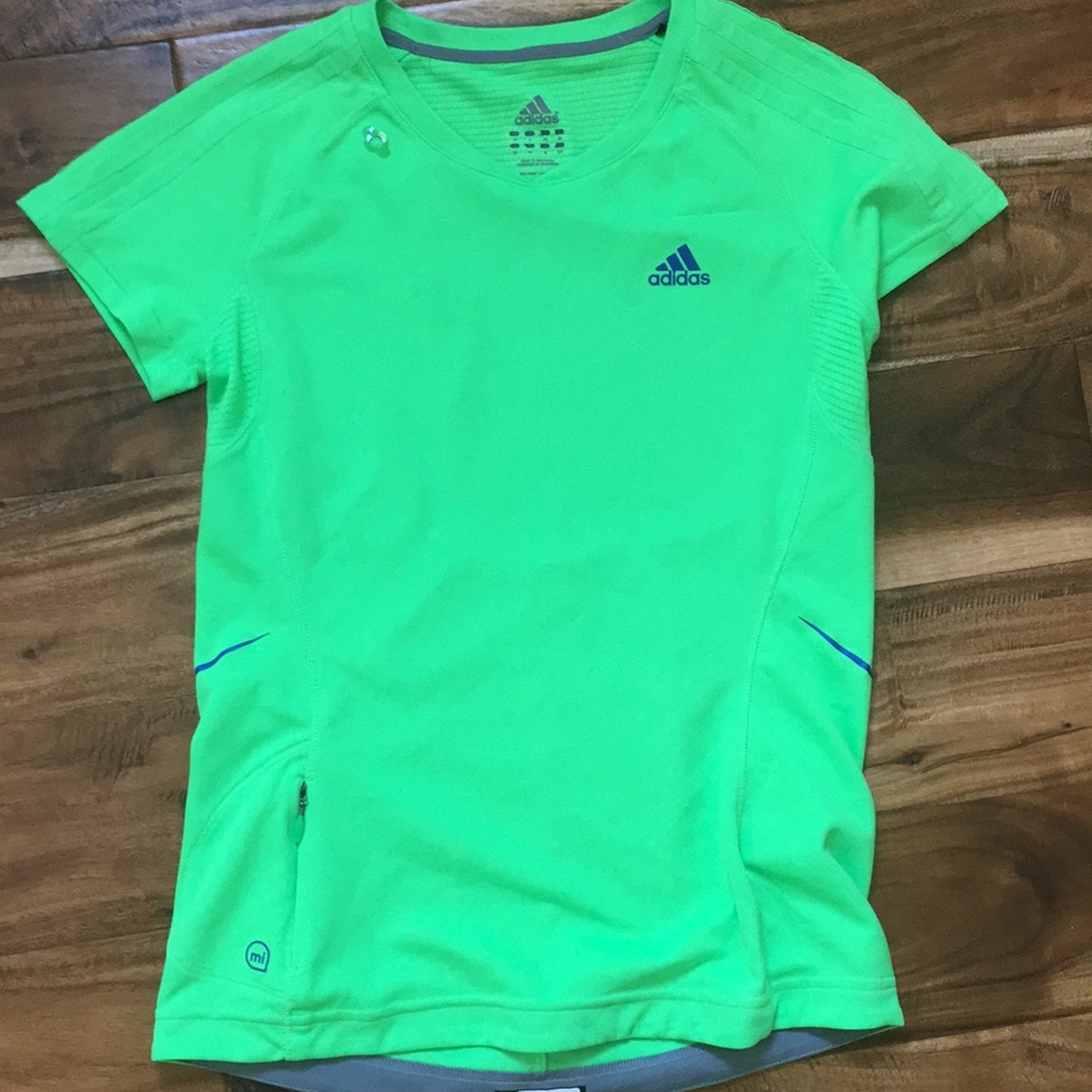 Green Adidas exercise shirt